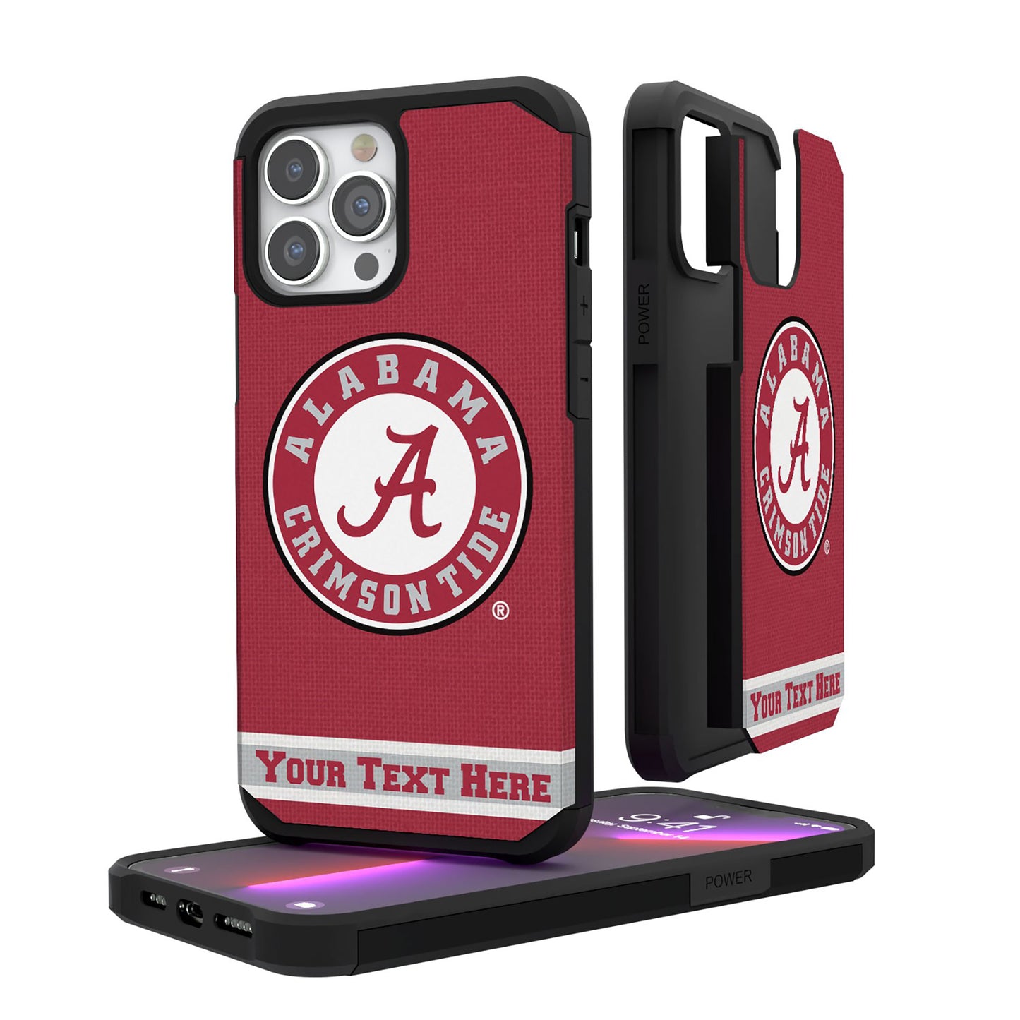 Alabama Crimson Tide iPhone Stripe Personalized Rugged Case