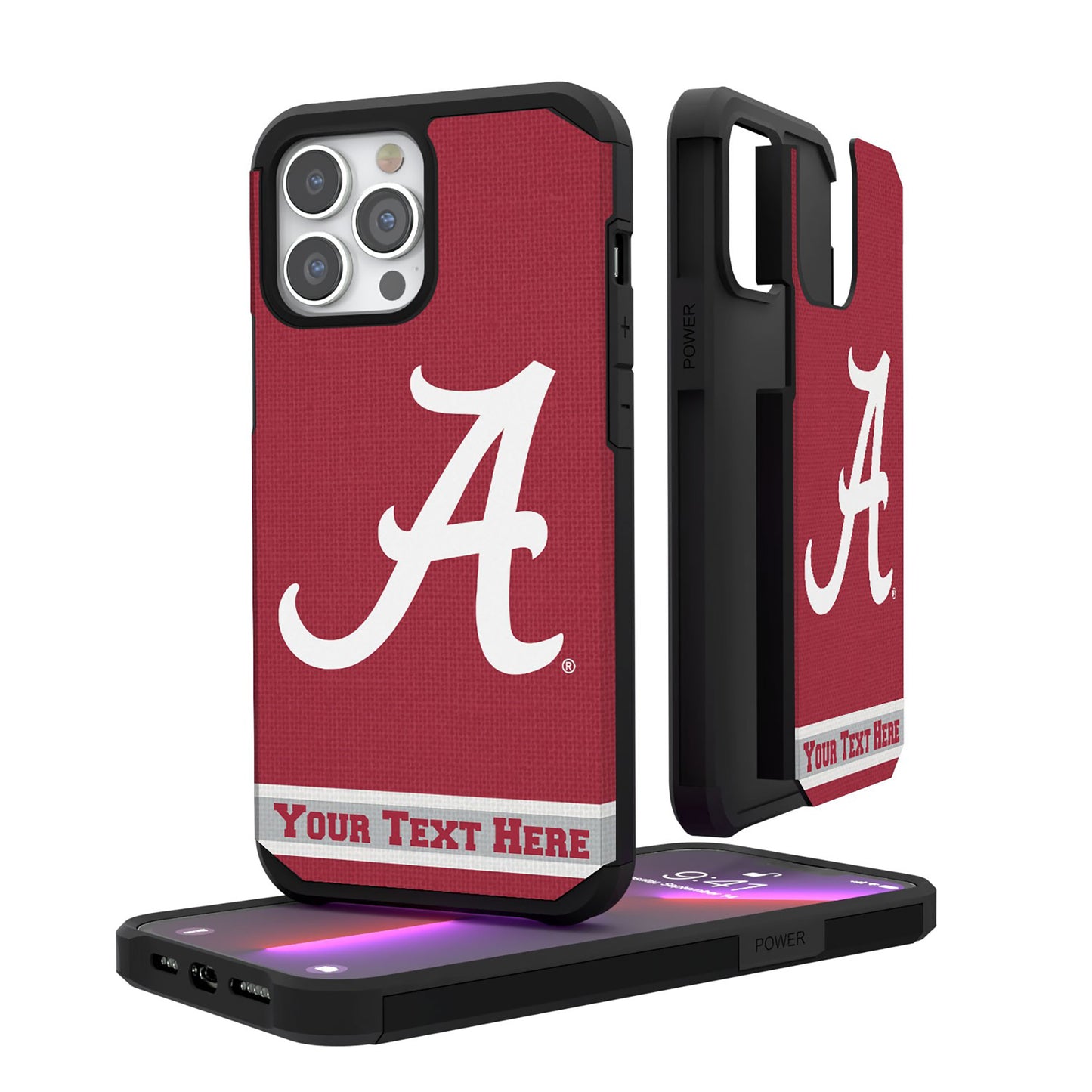 Alabama Crimson Tide iPhone Stripe Logo Personalized Rugged Case