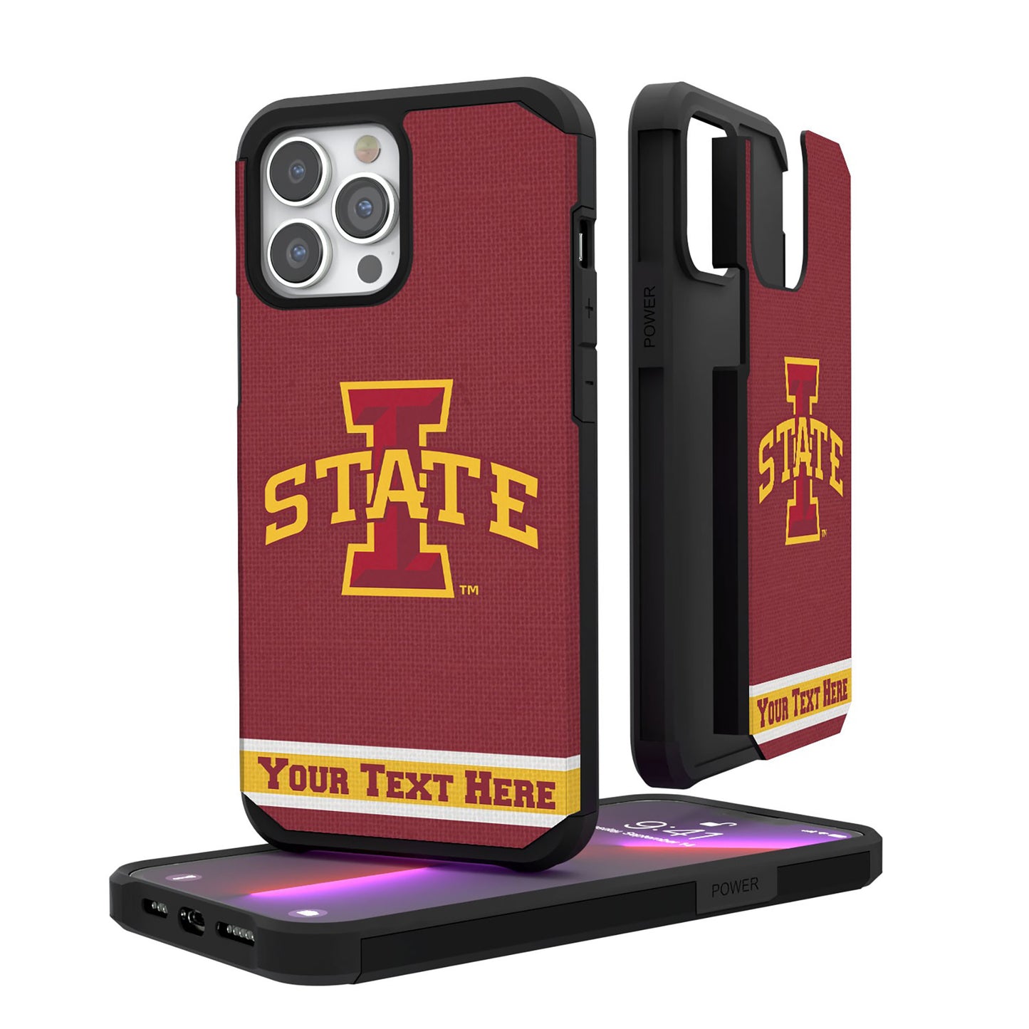 Iowa State Cyclones iPhone Stripe Personalized Rugged Case