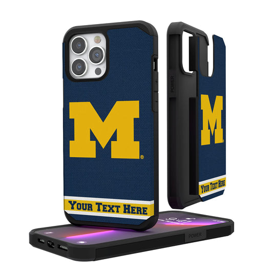 Michigan Wolverines iPhone Stripe Personalized Rugged Case