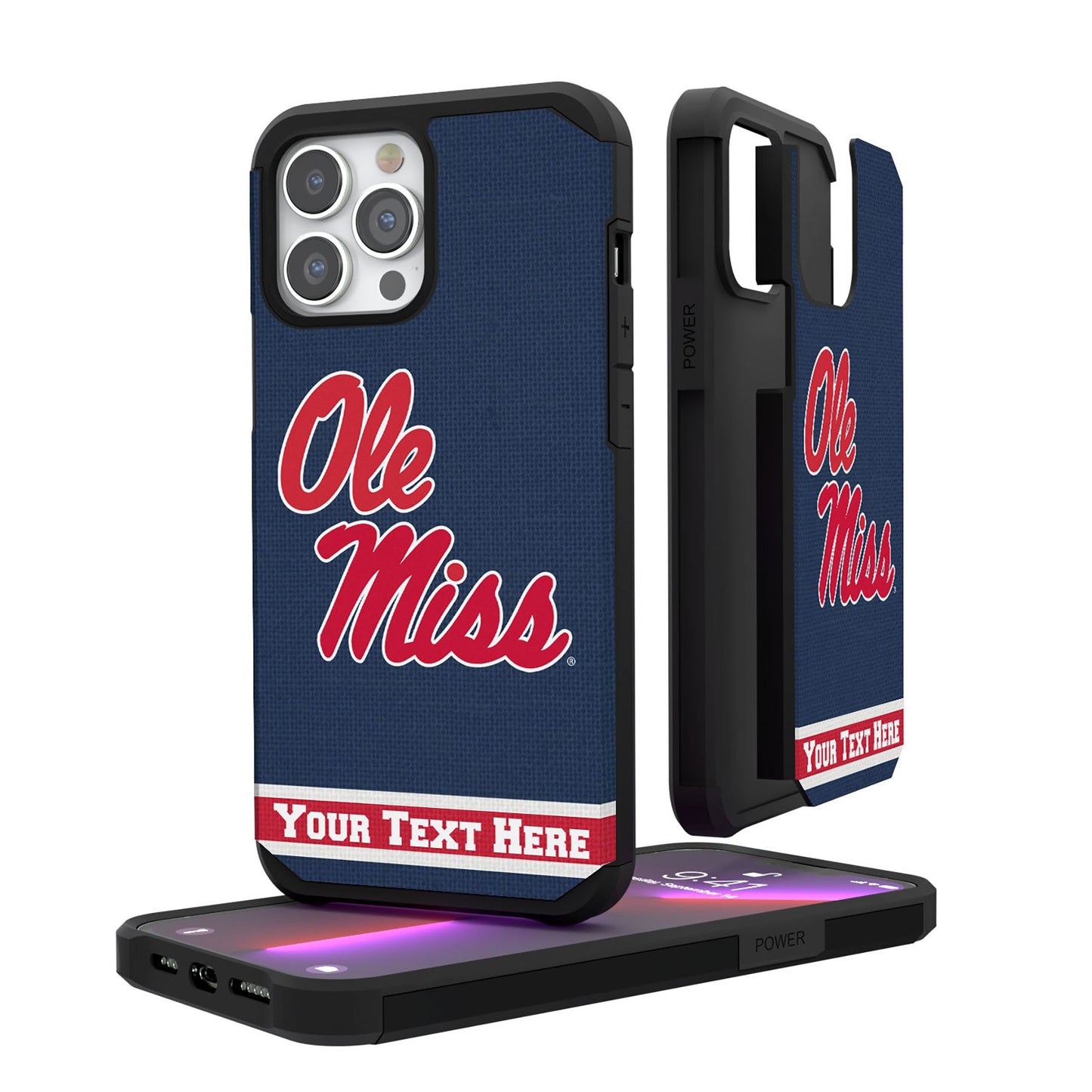 Ole Miss Rebels iPhone Stripe Personalized Rugged Case