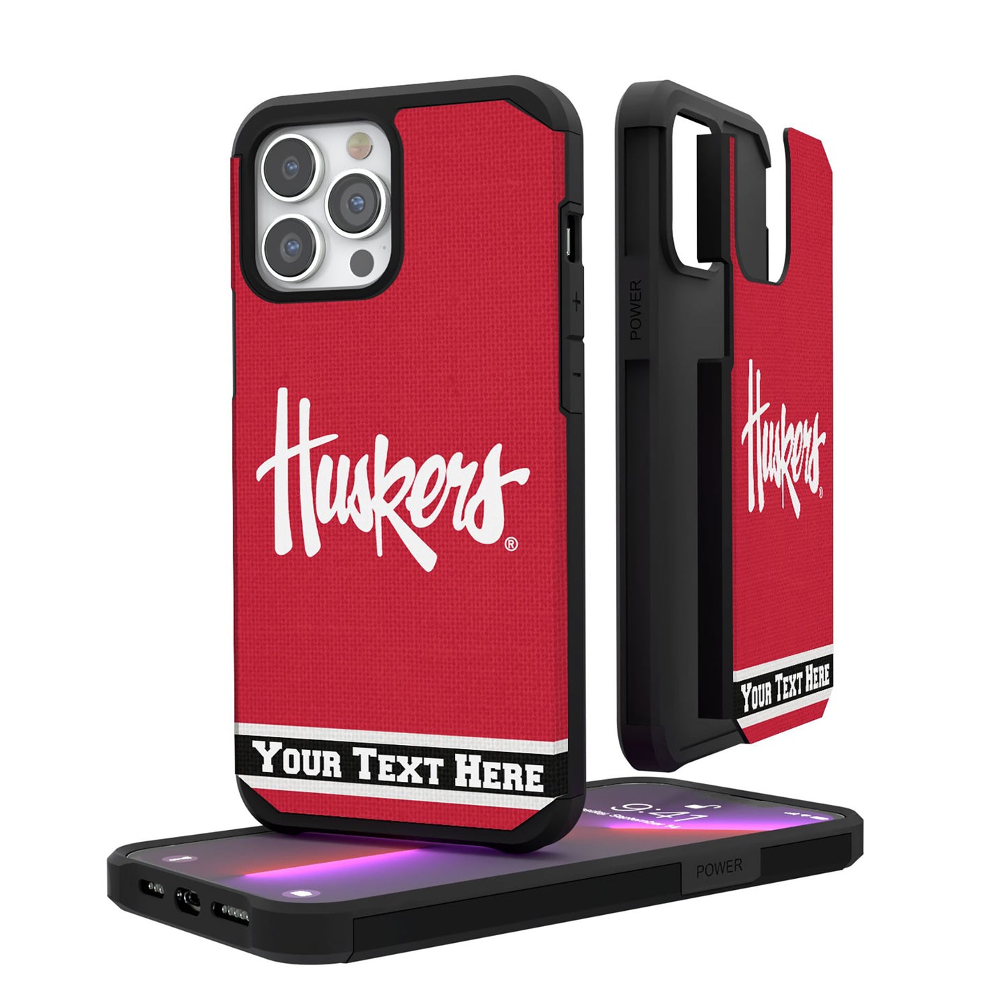 Nebraska Huskers iPhone Stripe Personalized Rugged Case