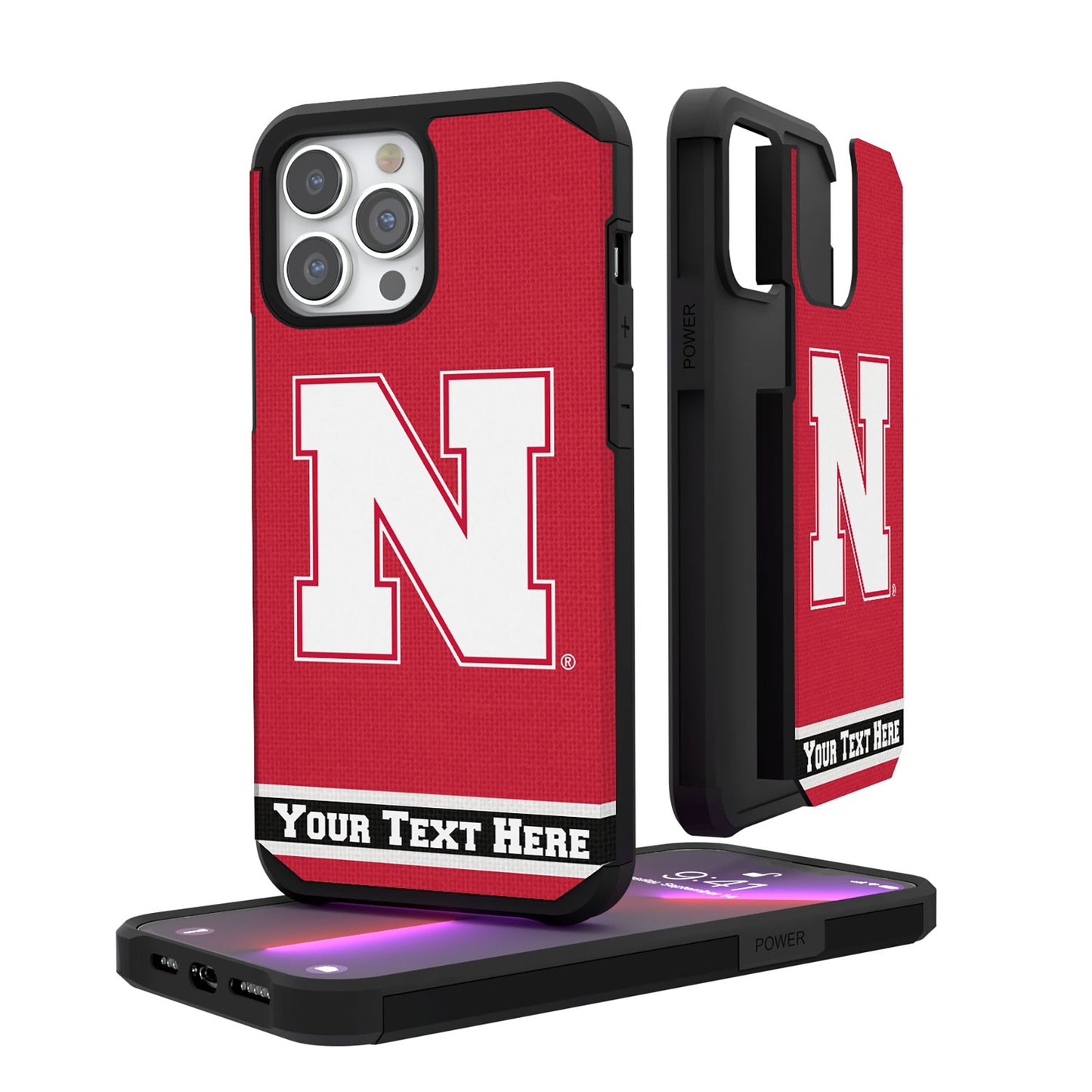 Nebraska Huskers iPhone Stripe Logo Personalized Rugged Case