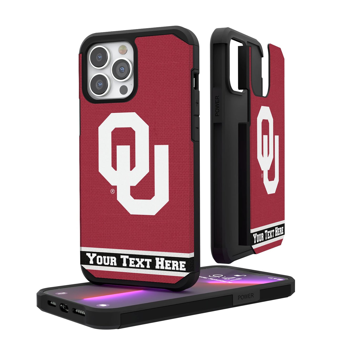 Oklahoma Sooners iPhone Stripe Personalized Rugged Case