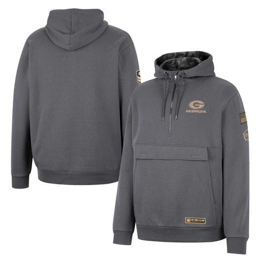 Men's Colosseum Charcoal Georgia Bulldogs OHT Military Appreciation Quarter-Zip Hoodie