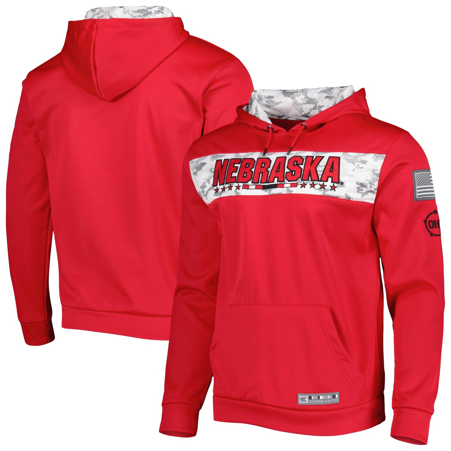 Men's Colosseum Red Nebraska Huskers OHT Military Appreciation Team Color Pullover Hoodie