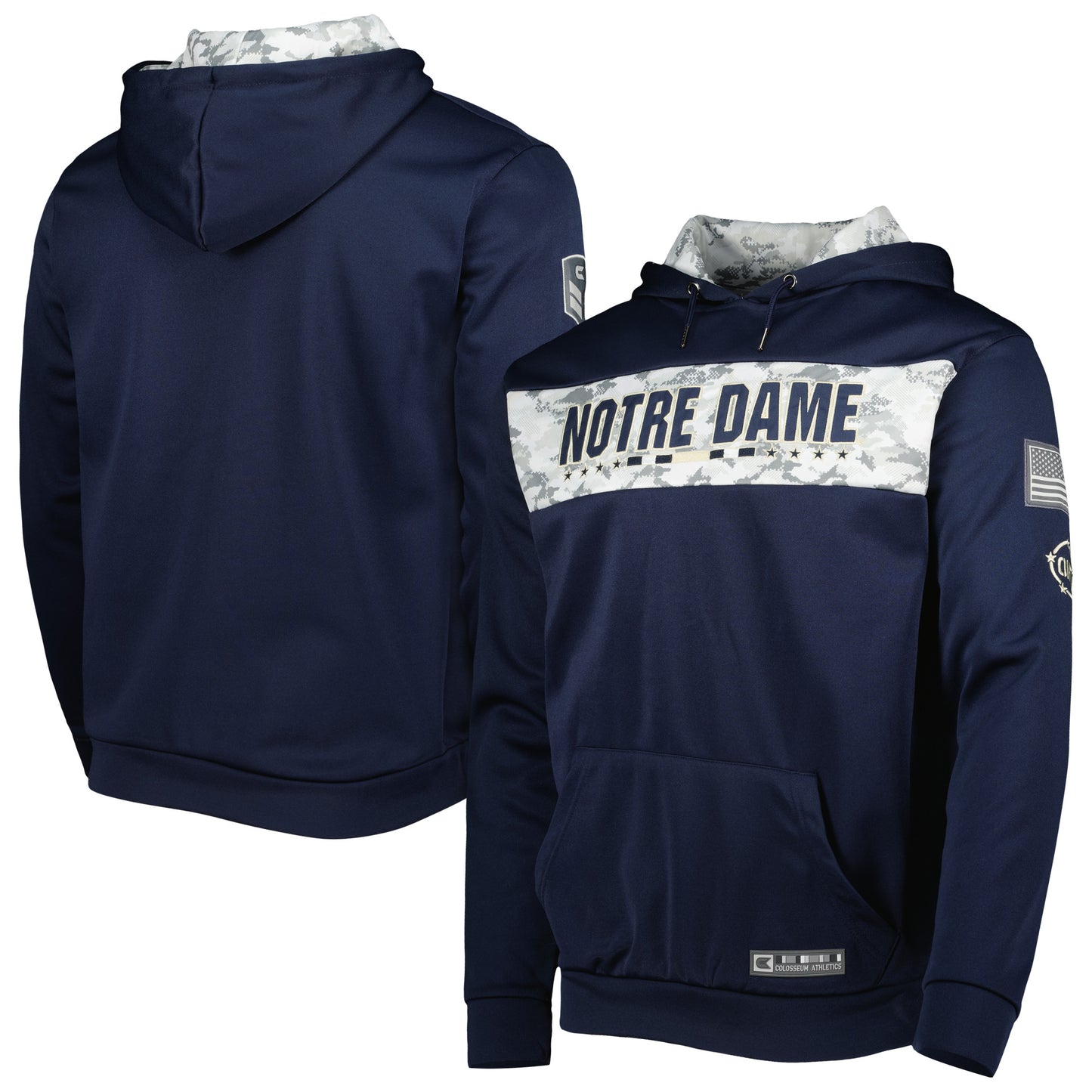 Men's Colosseum Navy Notre Dame Fighting Irish OHT Military Appreciation Team Color Pullover Hoodie