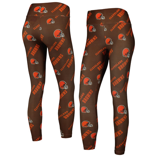 Women's Concepts Sport Brown Cleveland Browns Breakthrough Allover Print Lounge Leggings