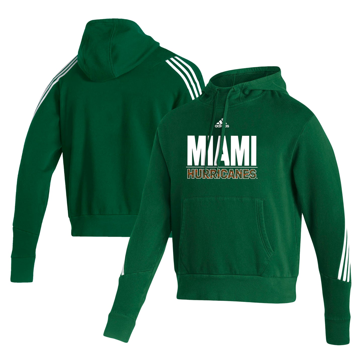 Men's adidas Green Miami Hurricanes Fashion Pullover Hoodie