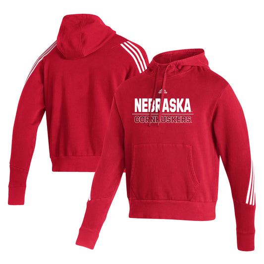 Men's adidas Scarlet Nebraska Huskers Fashion Pullover Hoodie