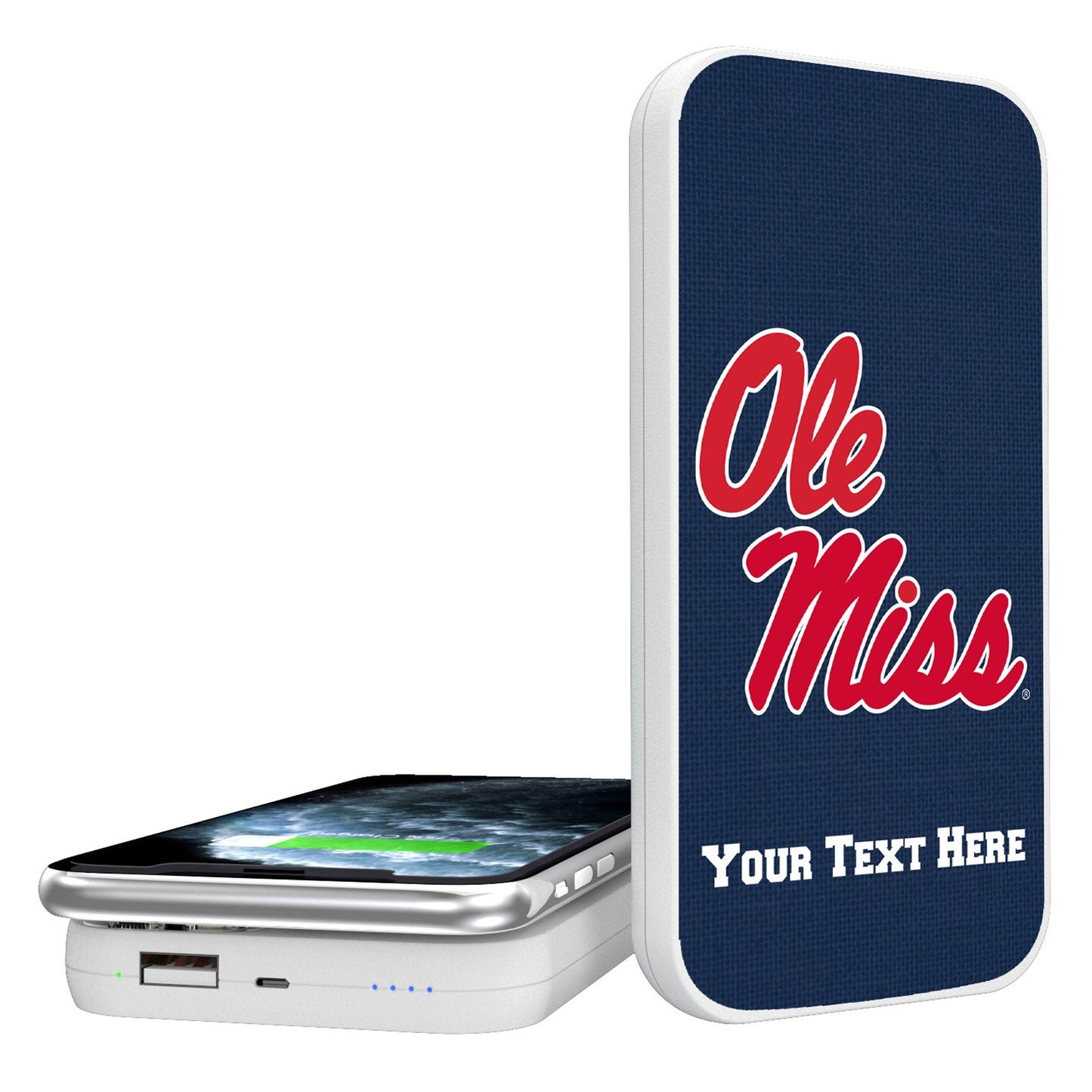 Ole Miss Rebels Personalized 5000 mAh Solid Design Wireless Powerbank