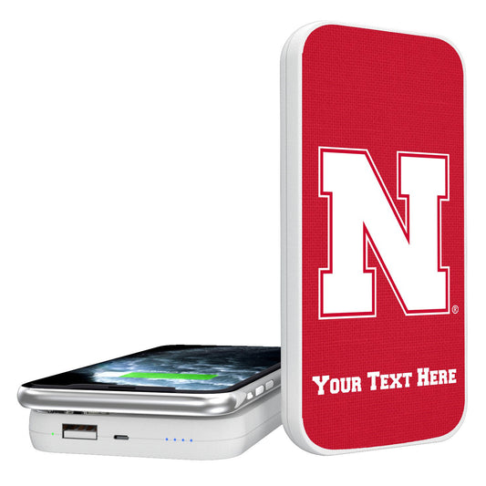 Nebraska Huskers Primary Logo Personalized 5000 mAh Solid Design Wireless Powerbank