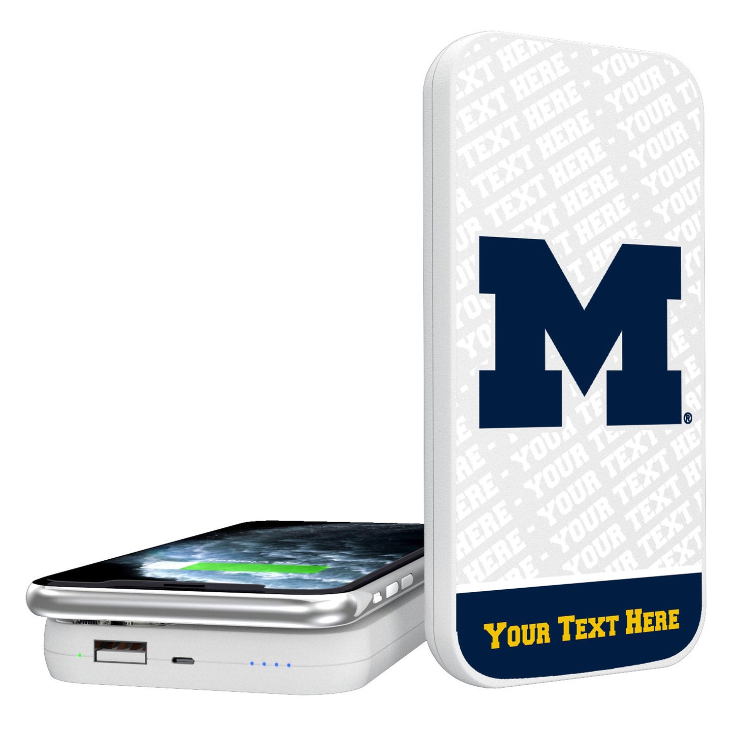 Michigan Wolverines Personalized 5000 mAh Repeat Design Wireless Powerbank