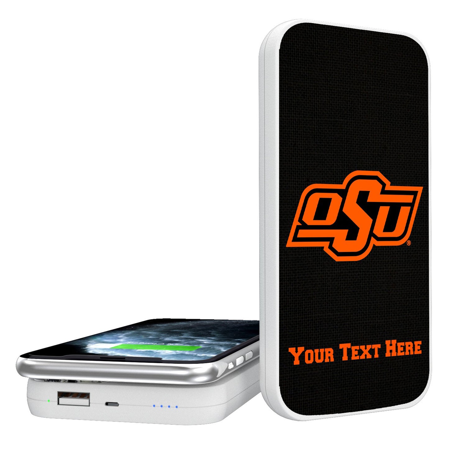 Oklahoma State Cowboys Personalized 5000 mAh Solid Design Wireless Powerbank