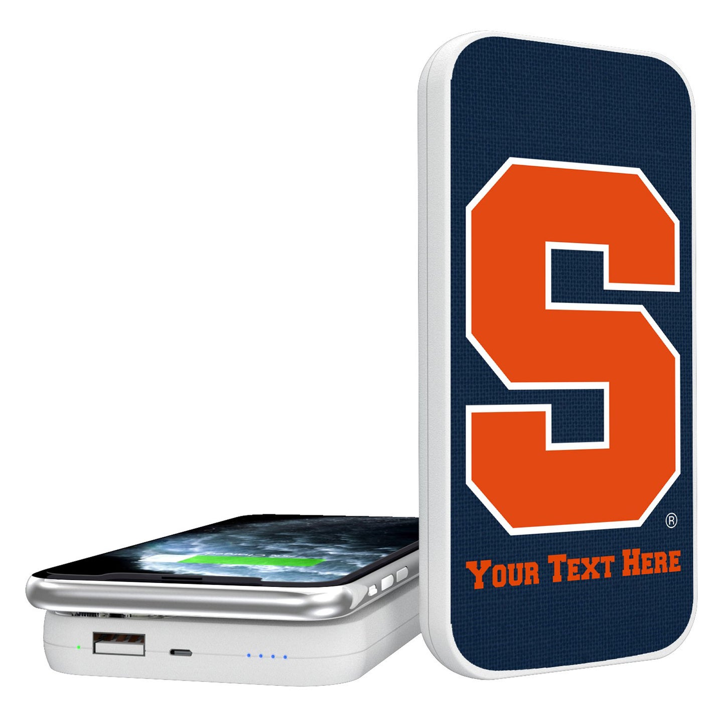 Syracuse Orange Personalized 5000 mAh Solid Design Wireless Powerbank