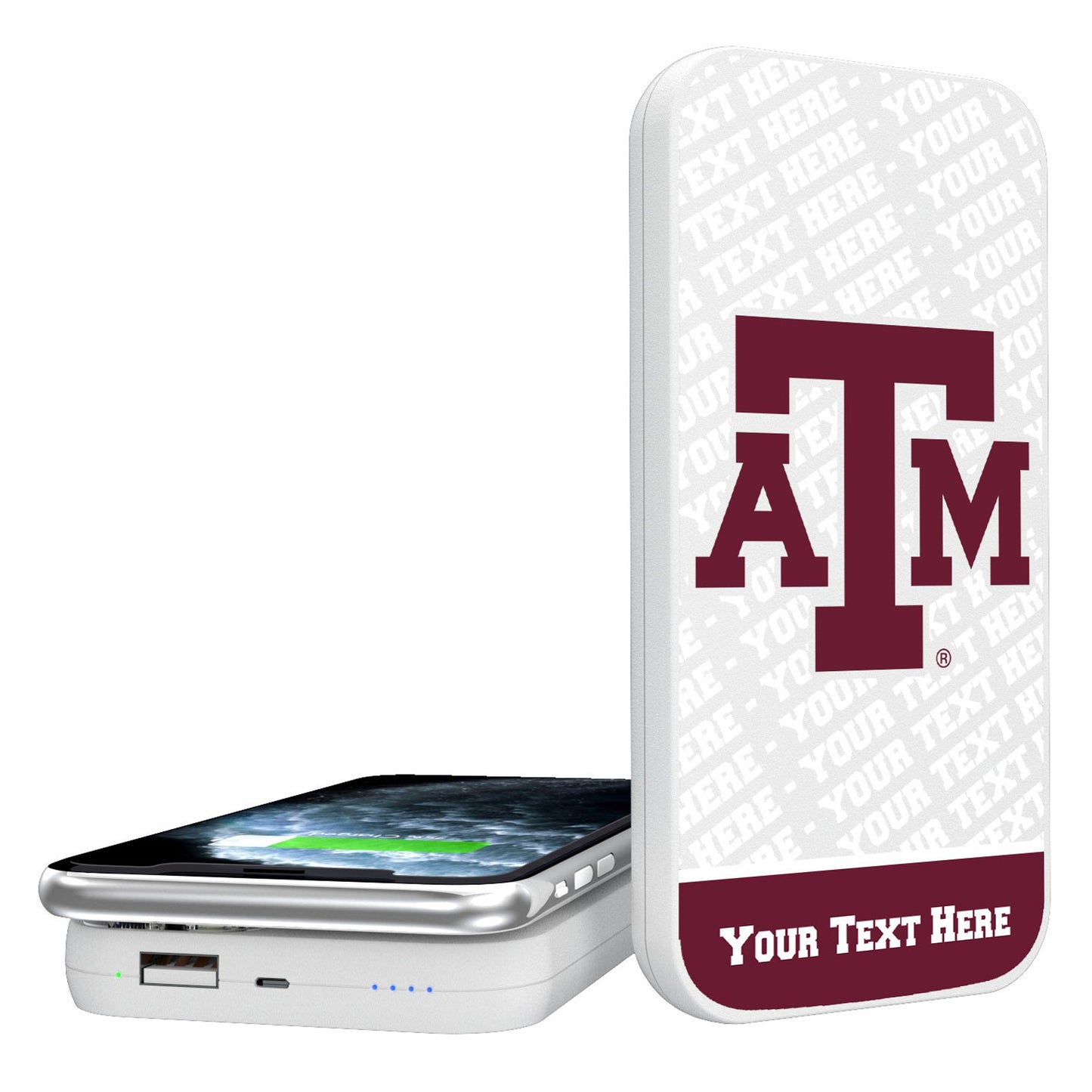 Texas A&M Aggies Personalized 5000 mAh Repeat Design Wireless Powerbank