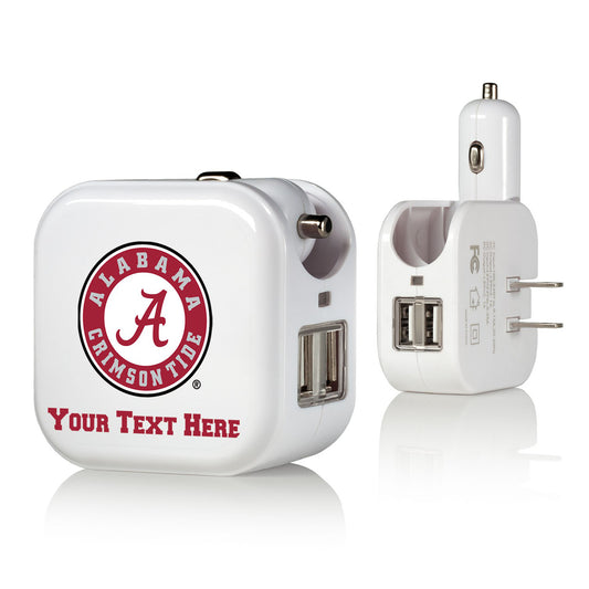 Alabama Crimson Tide Alternate Logo Personalized 2-In-1 USB Charger