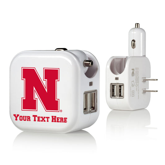 Nebraska Huskers Primary Logo Personalized 2-In-1 USB Charger