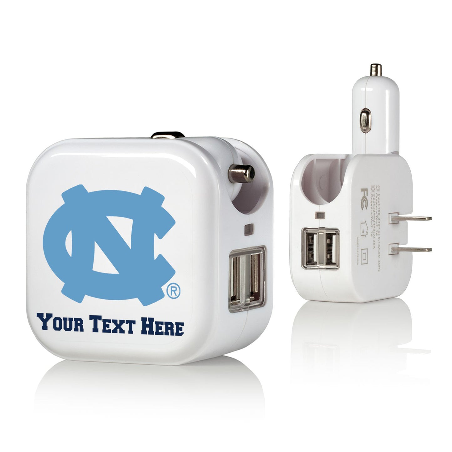 North Carolina Tar Heels Personalized 2-In-1 USB Charger