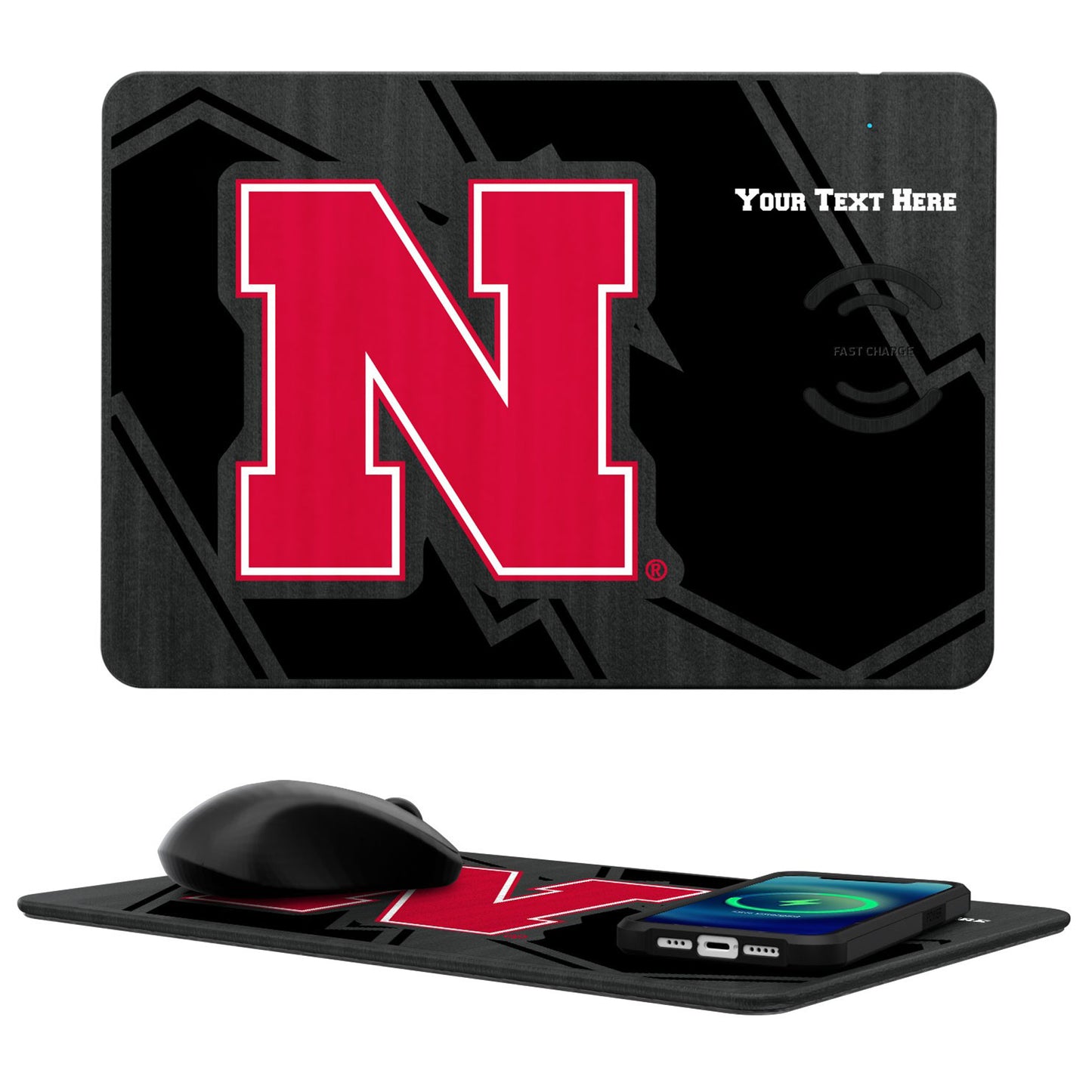 Nebraska Huskers Primary Logo Personalized Wireless Charger & Mouse Pad