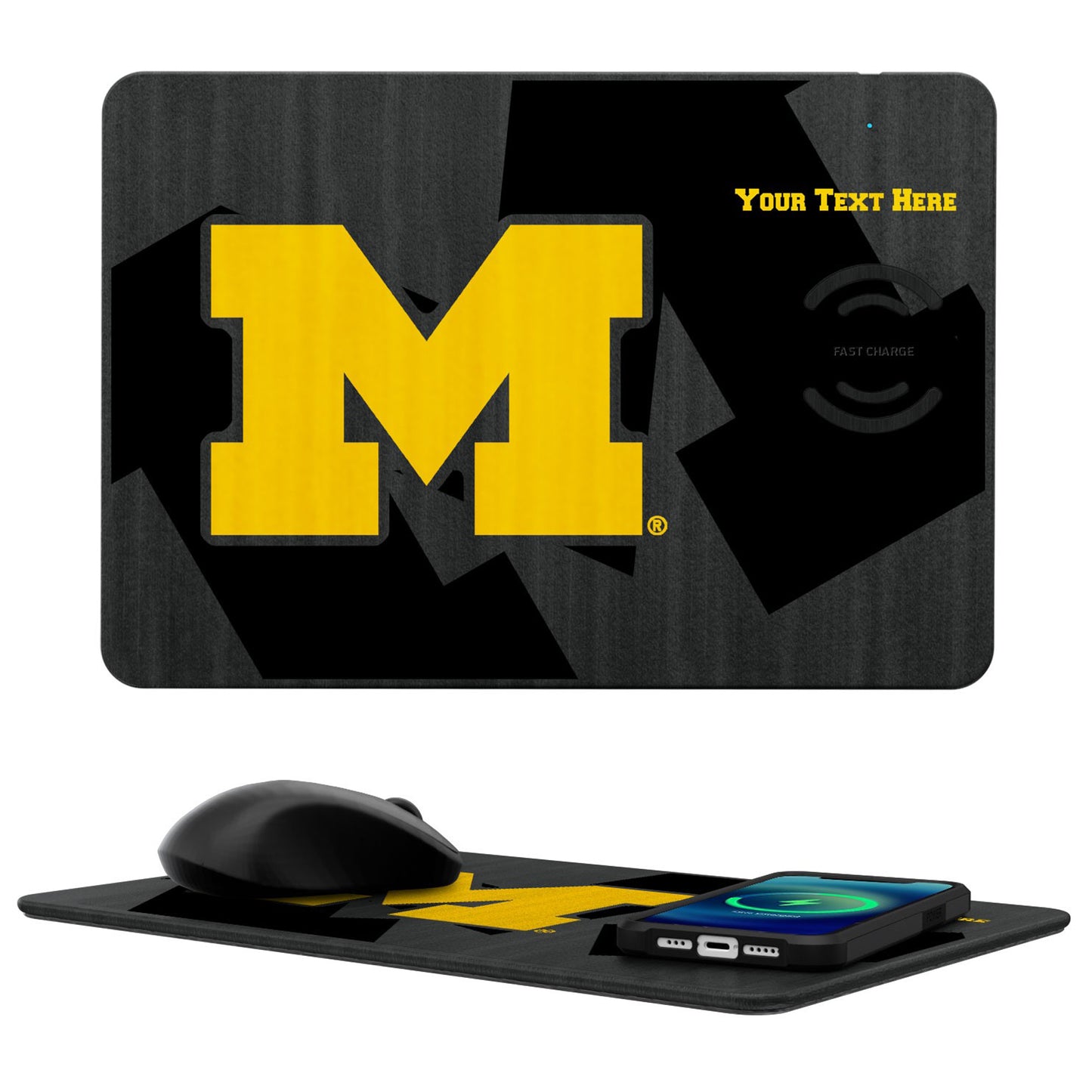 Michigan Wolverines Personalized Wireless Charger & Mouse Pad