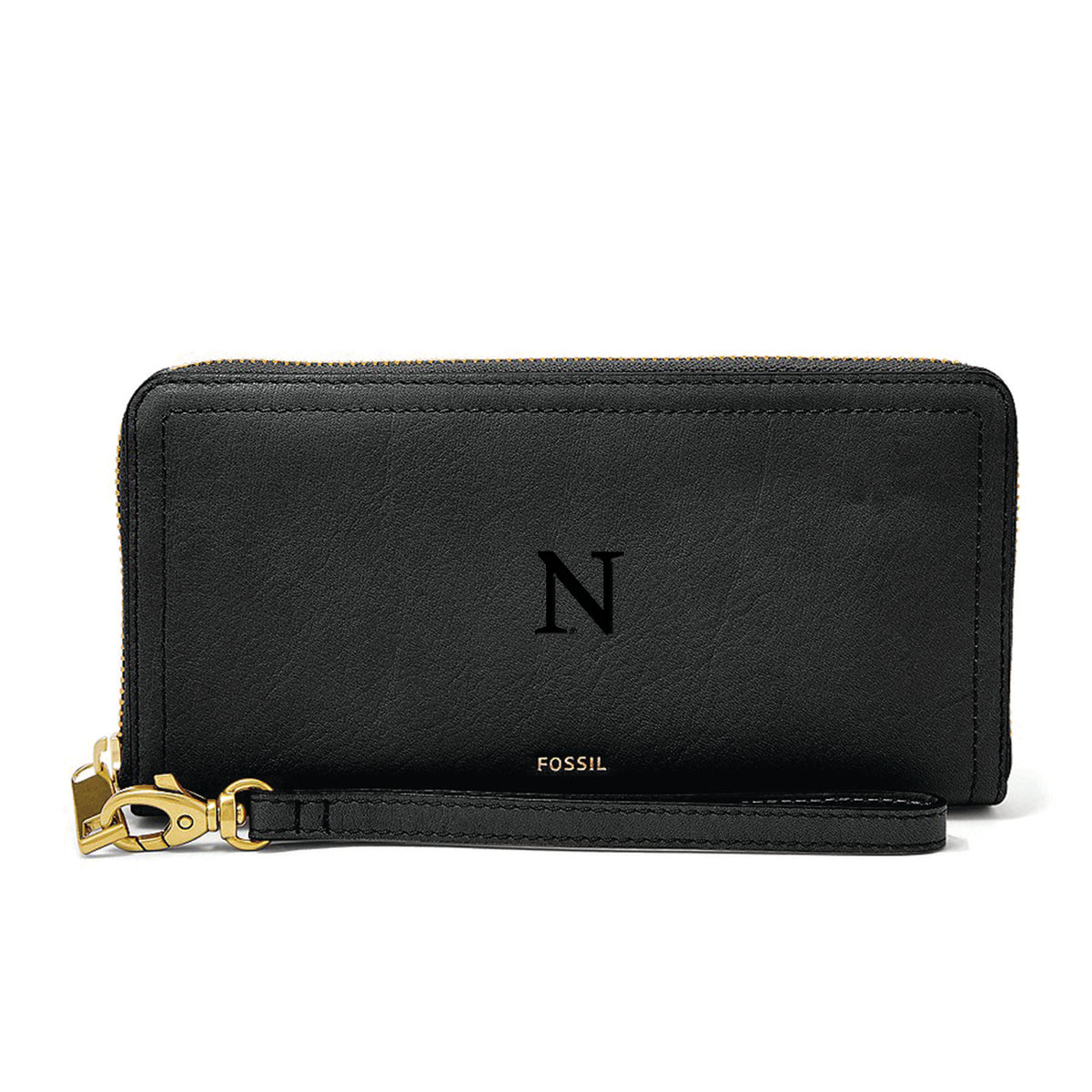 Women's Fossil Black Northwestern Wildcats Leather Logan RFID Zip Around Clutch