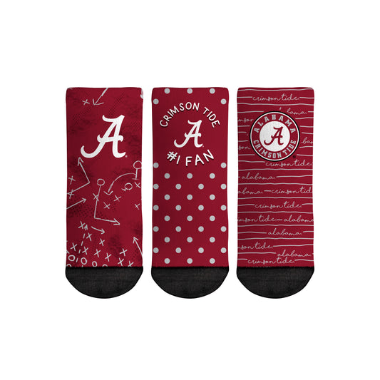 Toddler Rock Em Socks Alabama Crimson Tide #1 Fan 3-Pack Crew Socks Set