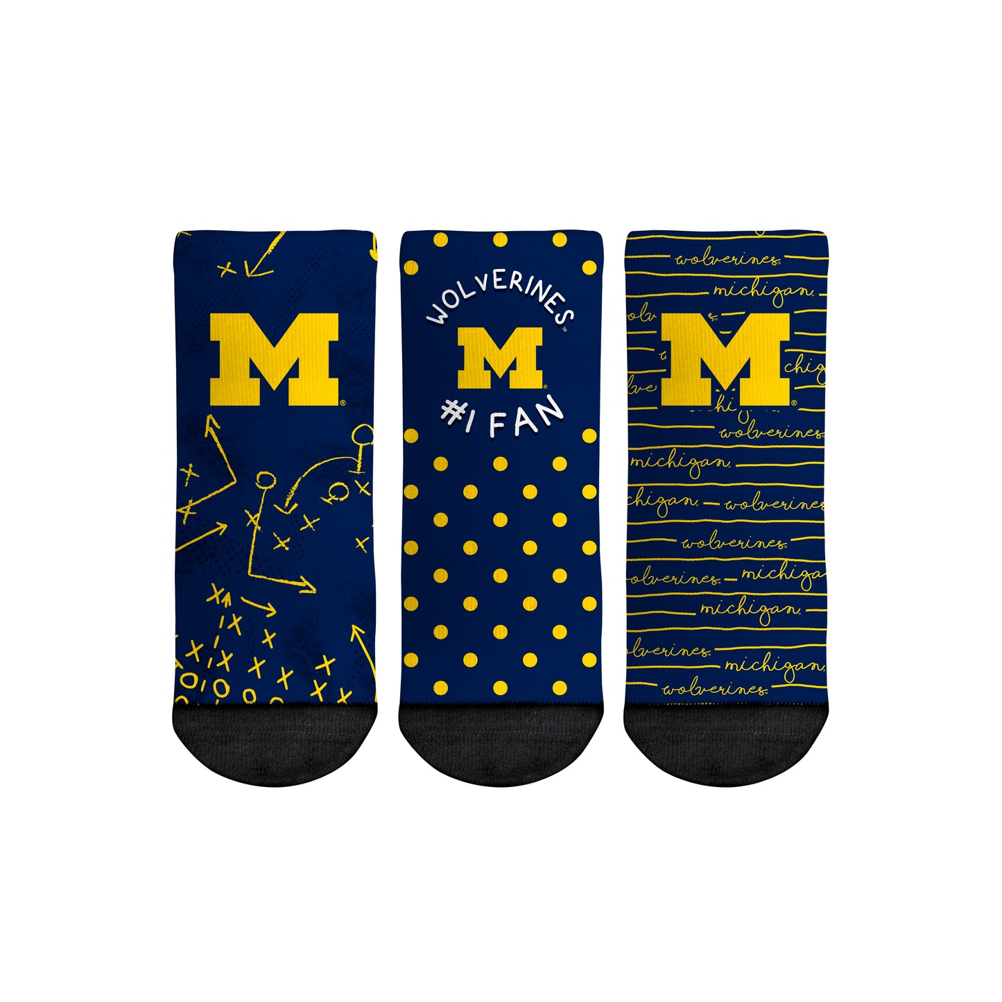 Toddler Rock Em Socks Michigan Wolverines #1 Fan 3-Pack Crew Socks Set