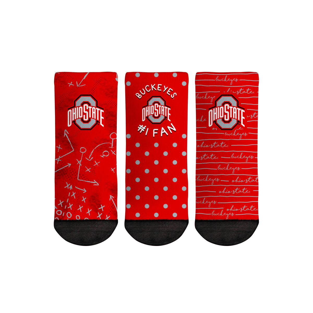 Toddler Rock Em Socks Ohio State Buckeyes #1 Fan 3-Pack Crew Socks Set