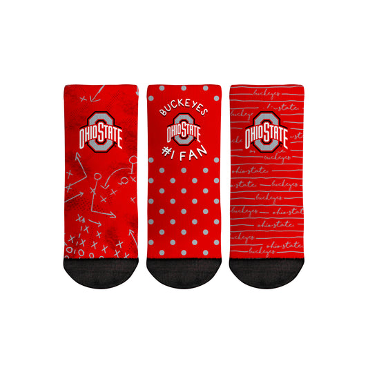 Toddler Rock Em Socks Ohio State Buckeyes #1 Fan 3-Pack Crew Socks Set