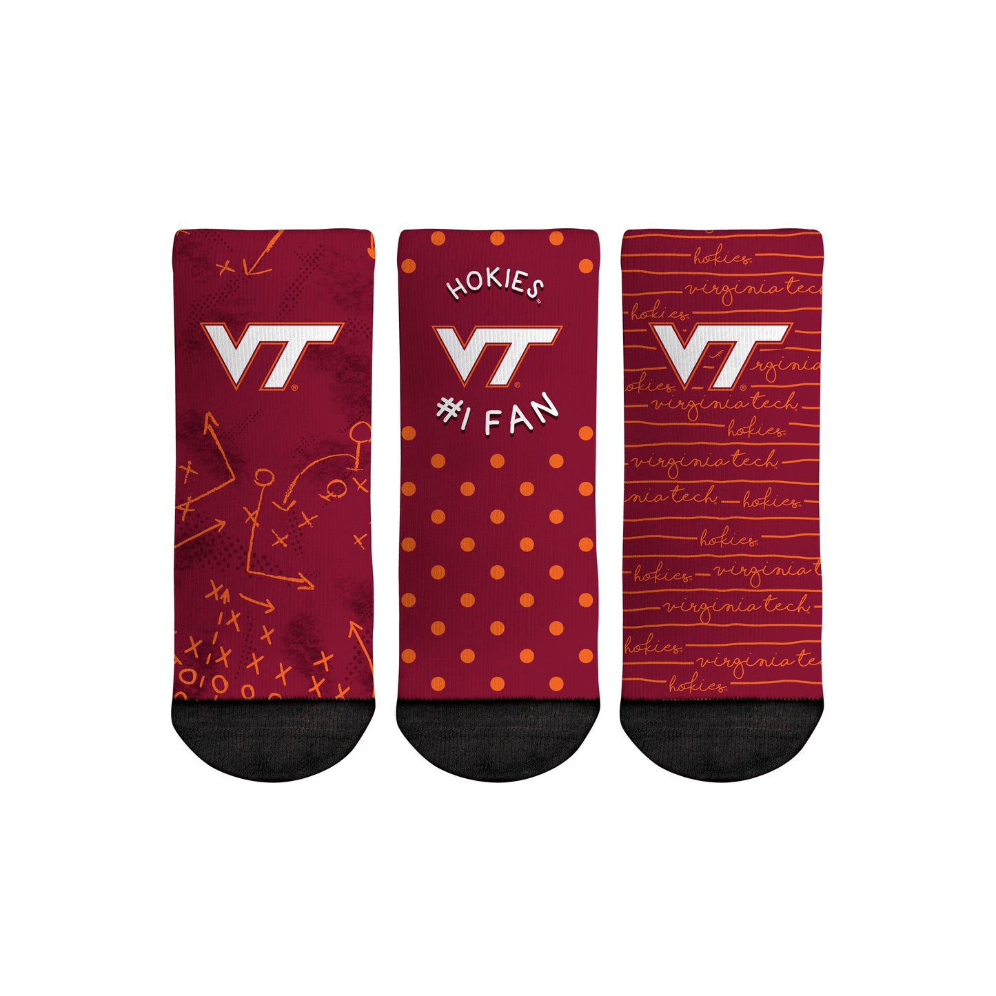 Toddler Rock Em Socks Virginia Tech Hokies #1 Fan 3-Pack Crew Socks Set