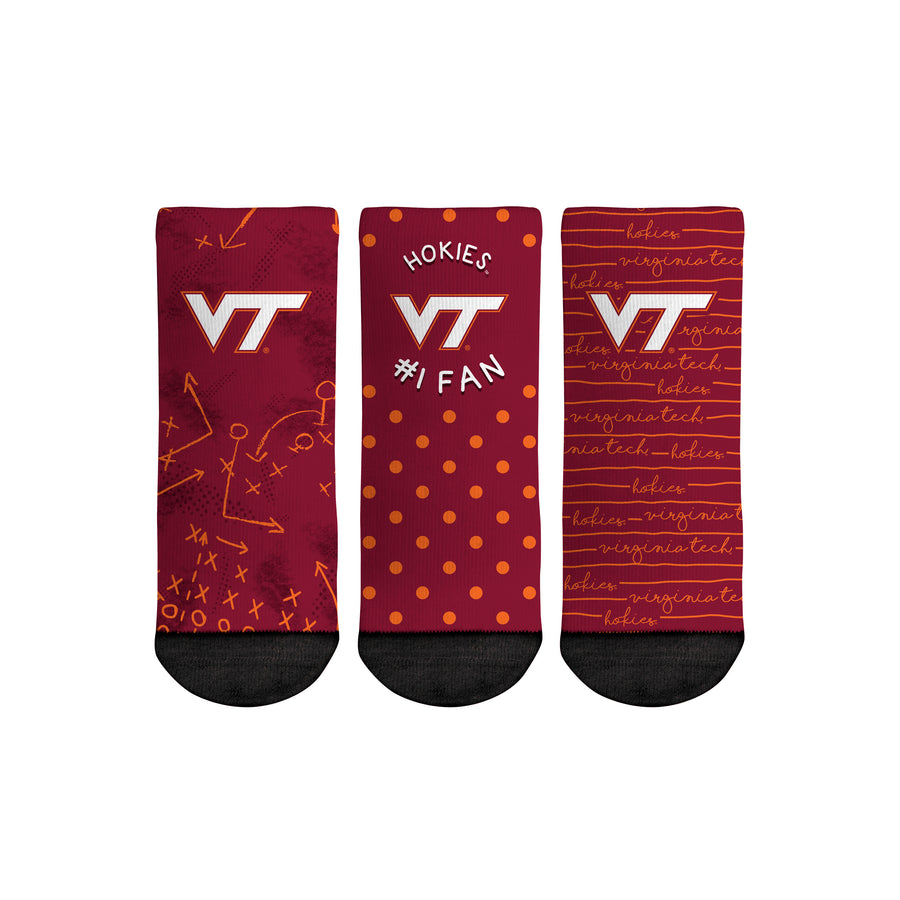 Toddler Rock Em Socks Virginia Tech Hokies #1 Fan 3-Pack Crew Socks Set