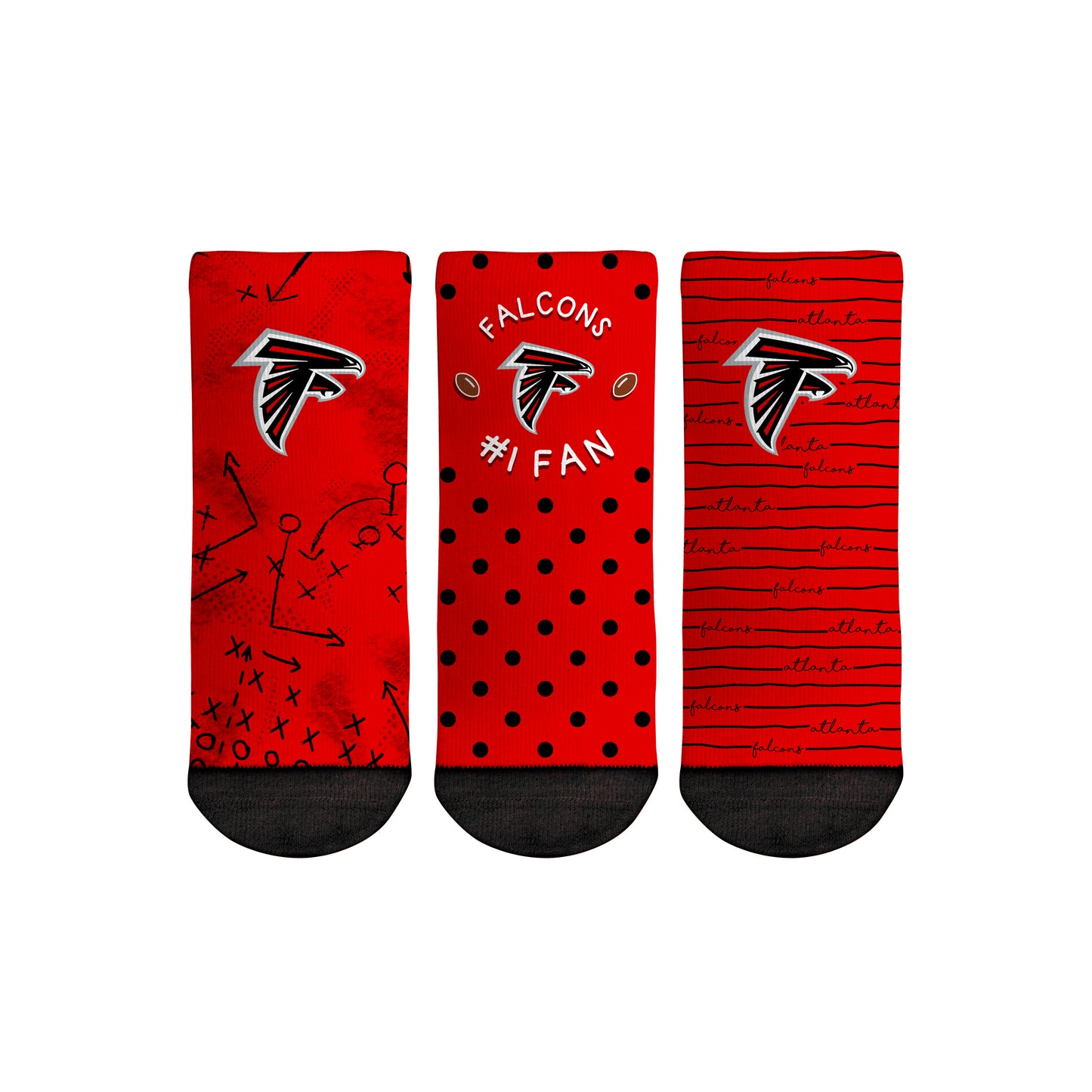 Toddler Rock Em Socks Atlanta Falcons #1 Fan 3-Pack Crew Socks Set