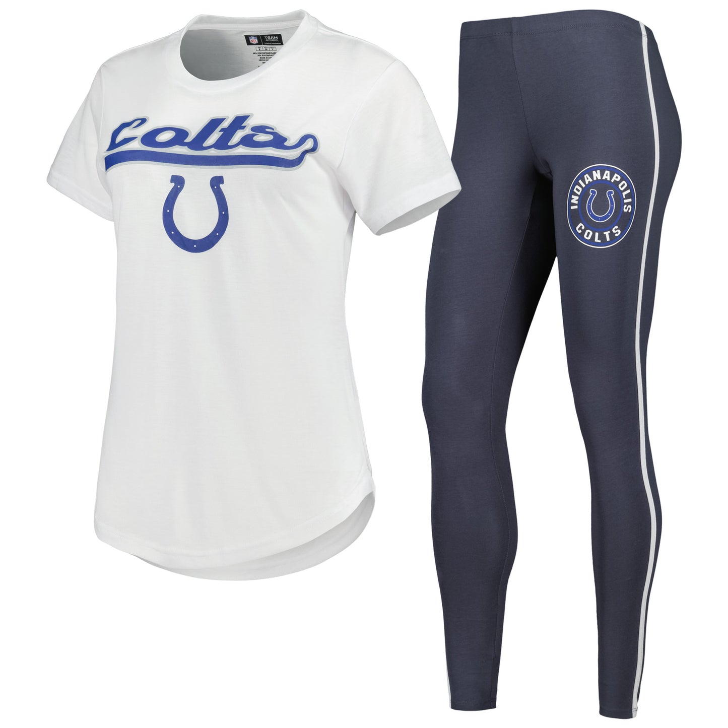 Women's Concepts Sport White/Charcoal Indianapolis Colts Sonata T-Shirt & Leggings Sleep Set