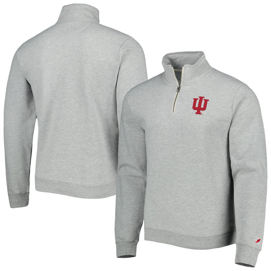 Men's League Collegiate Wear Heather Gray Indiana Hoosiers Stack Essential Lightweight Fleece Quarter-Zip Sweatshirt