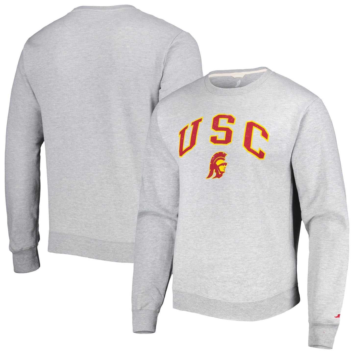 Men's League Collegiate Wear Gray USC Trojans 1965 Arch Essential Lightweight Pullover Sweatshirt