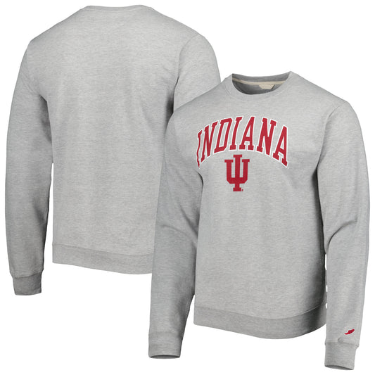Men's League Collegiate Wear Heather Gray Indiana Hoosiers 1965 Arch Essential Lightweight Pullover Sweatshirt