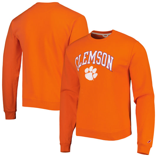 Men's League Collegiate Wear Orange Clemson Tigers 1965 Arch Essential Lightweight Pullover Sweatshirt