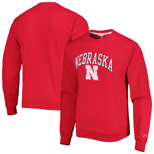 Men's League Collegiate Wear Scarlet Nebraska Huskers 1965 Arch Essential Lightweight Pullover Sweatshirt