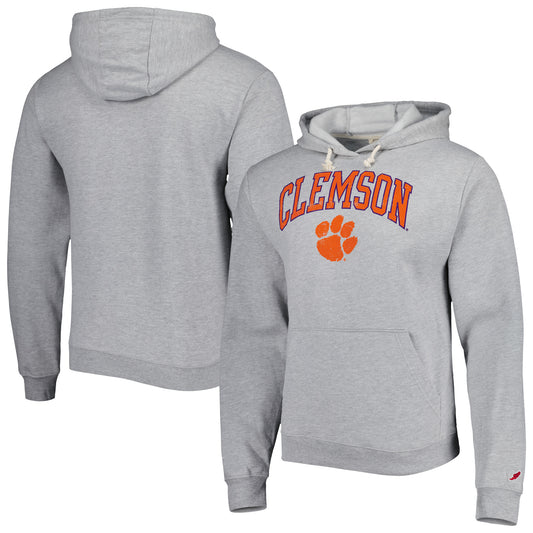 Men's League Collegiate Wear Gray Clemson Tigers Arch Essential Pullover Hoodie