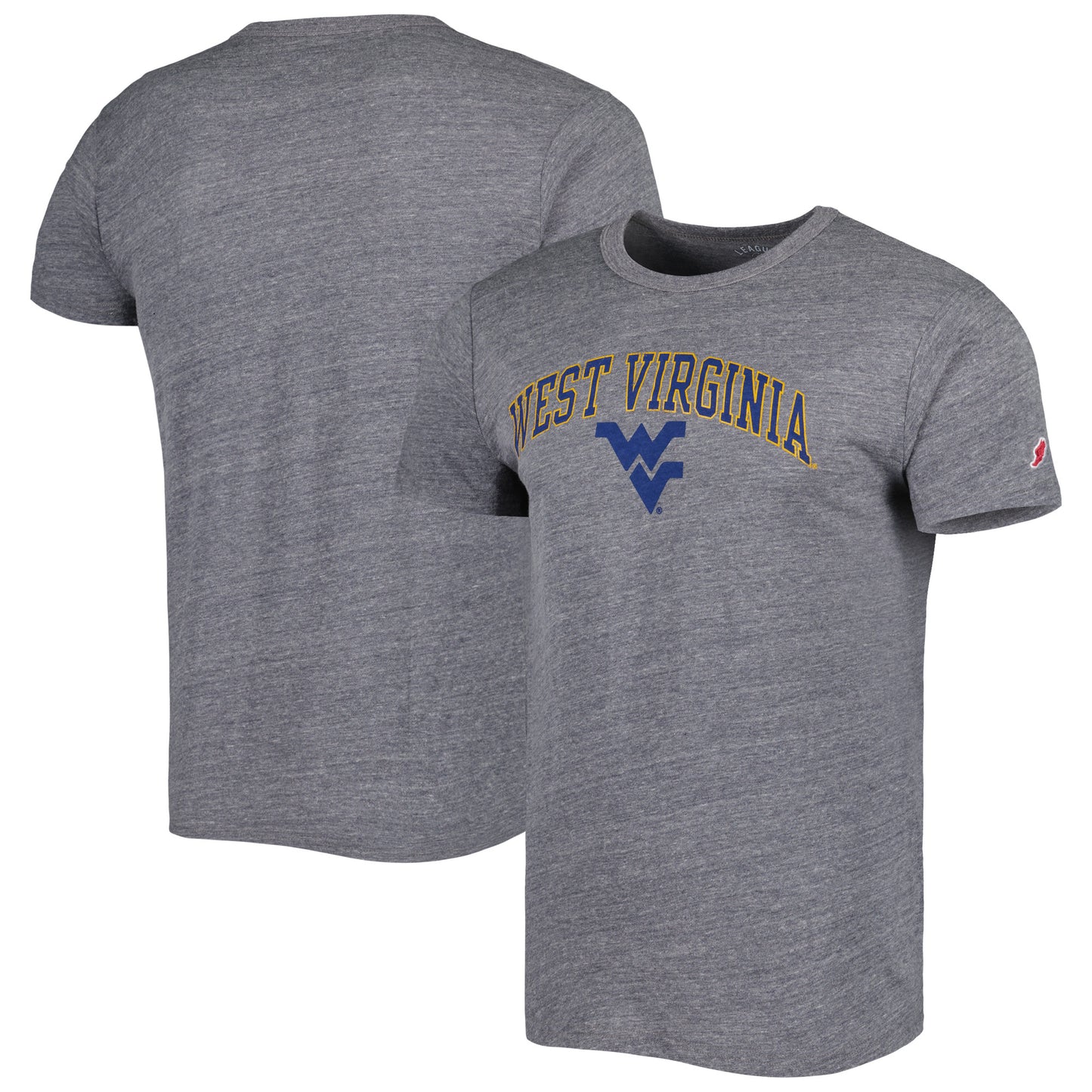 Men's League Collegiate Wear Heather Gray West Virginia Mountaineers 1965 Arch Victory Falls Tri-Blend T-Shirt