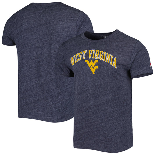 Men's League Collegiate Wear Heather Navy West Virginia Mountaineers 1965 Arch Victory Falls Tri-Blend T-Shirt