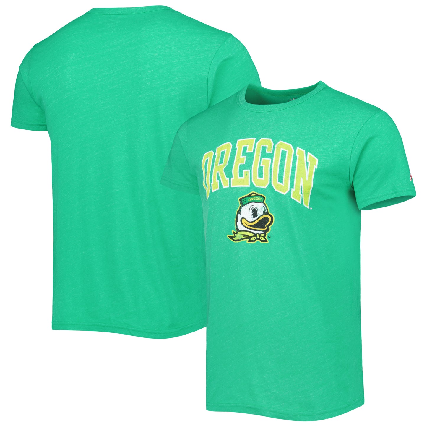 Men's League Collegiate Wear Heather Kelly Green Oregon Ducks 1965 Arch Victory Falls Tri-Blend T-Shirt