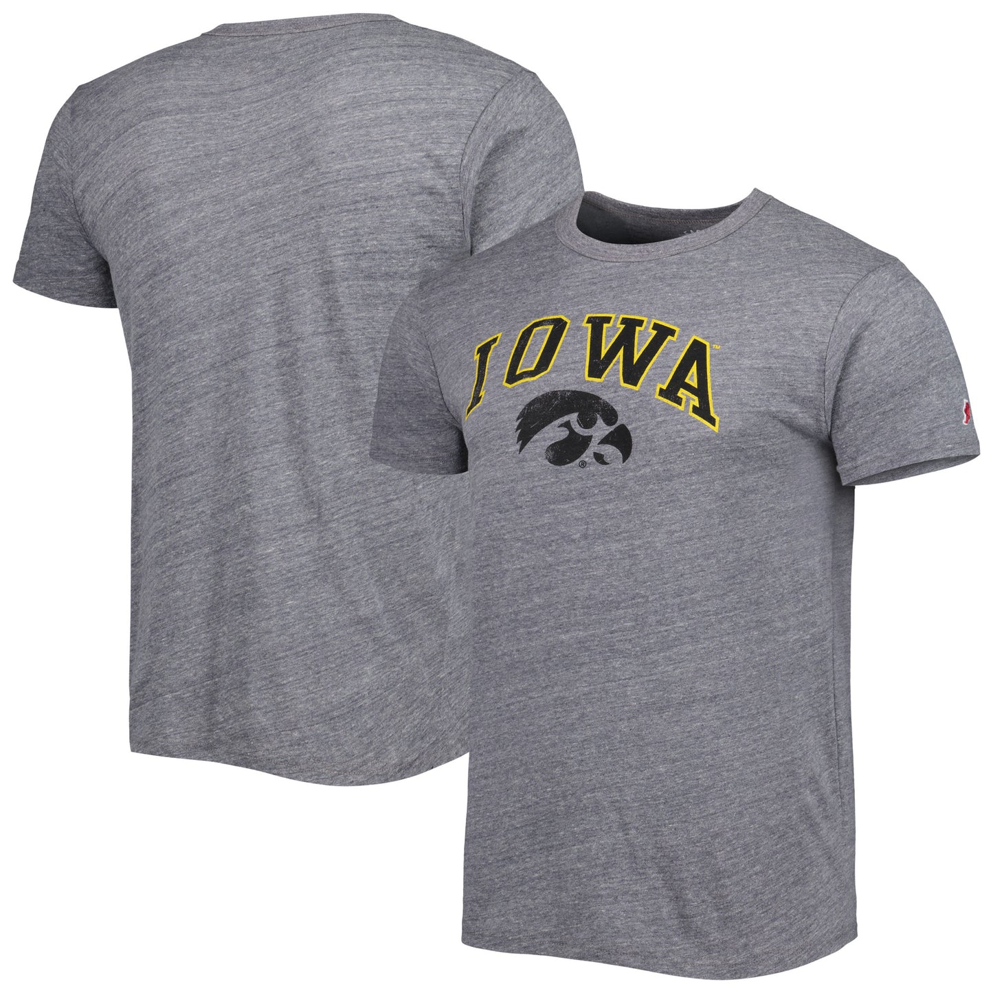 Men's League Collegiate Wear Heather Gray Iowa Hawkeyes 1965 Arch Victory Falls Tri-Blend T-Shirt