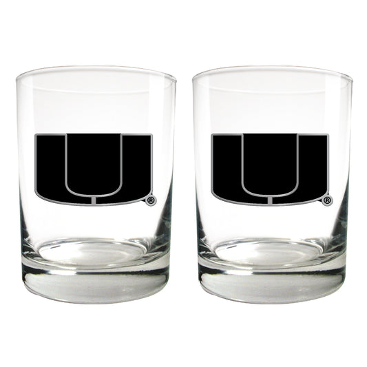 Miami Hurricanes 15oz. Legacy Rocks Glass Set