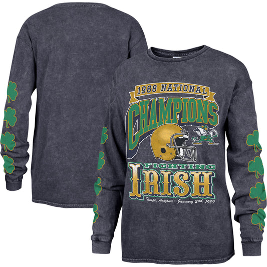 Women's '47 Navy Notre Dame Fighting Irish Vintage Tubular Boyfriend Long Sleeve T-Shirt