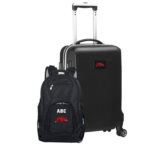 MOJO Black Arkansas Razorbacks Personalized Deluxe 2-Piece Backpack & Carry-On Set