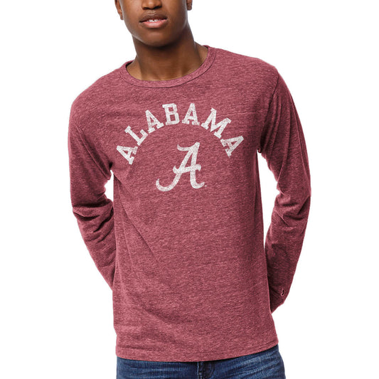 Men's League Collegiate Wear Heathered Crimson Alabama Crimson Tide Victory Falls Long Sleeve T-Shirt