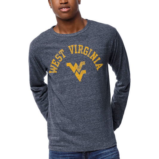 Men's League Collegiate Wear Heathered Navy West Virginia Mountaineers Victory Falls Long Sleeve T-Shirt