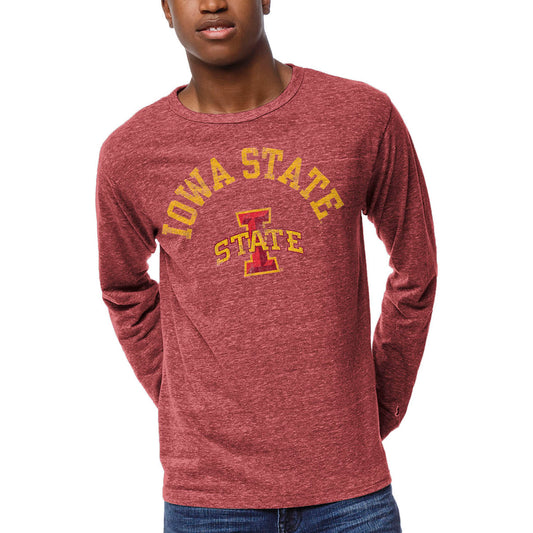 Men's League Collegiate Wear Heathered Cardinal Iowa State Cyclones Victory Falls Long Sleeve T-Shirt